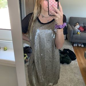 Black and gold mini dress